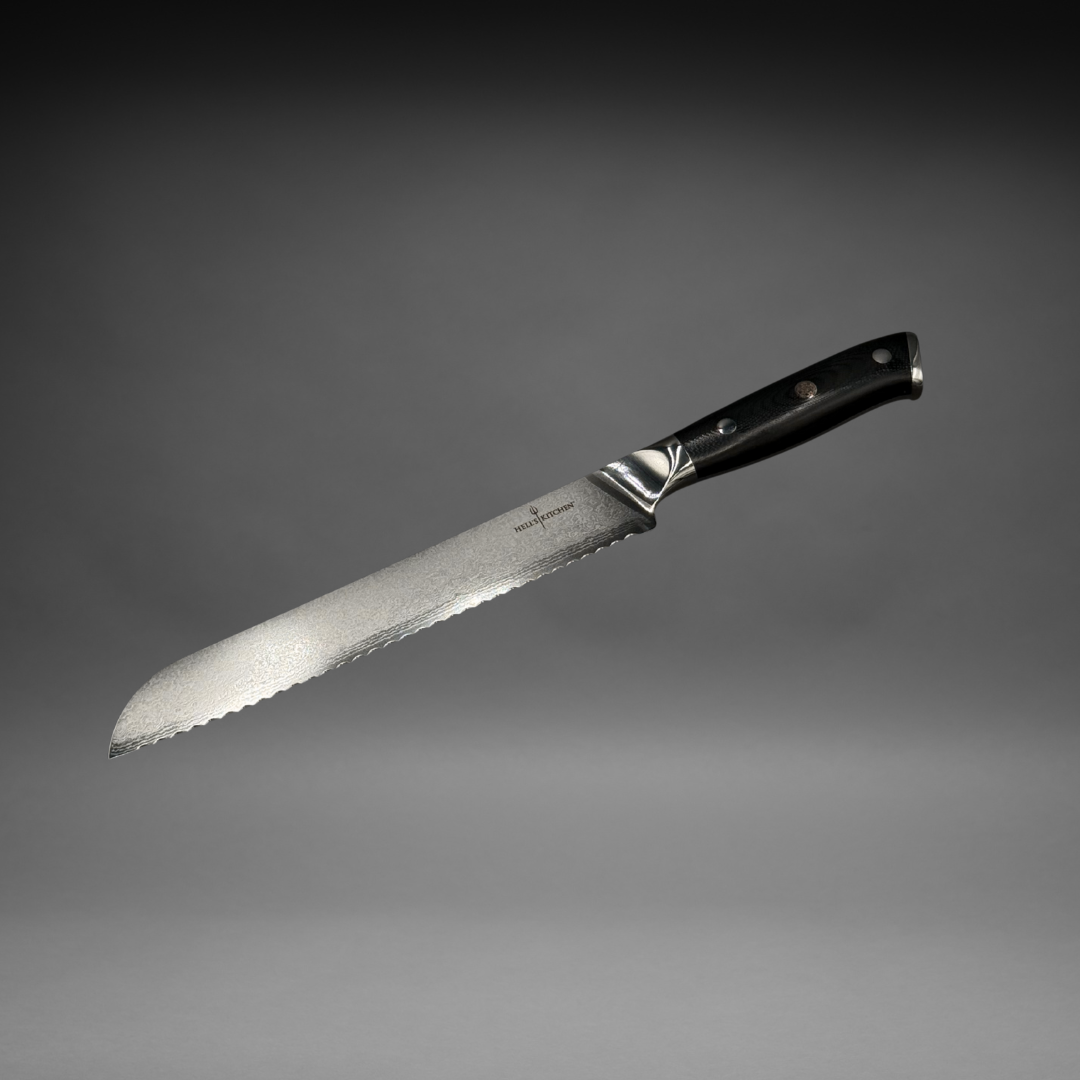 Damascus Steel Serrated Knife, 8"