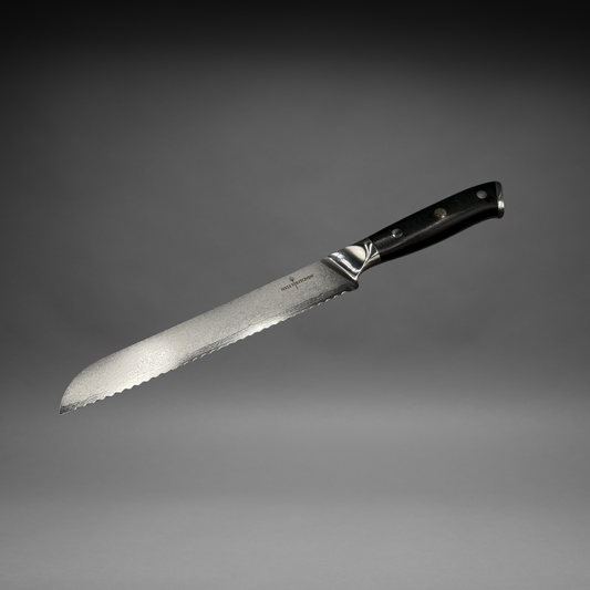 Damascus Steel Serrated Knife, 8"