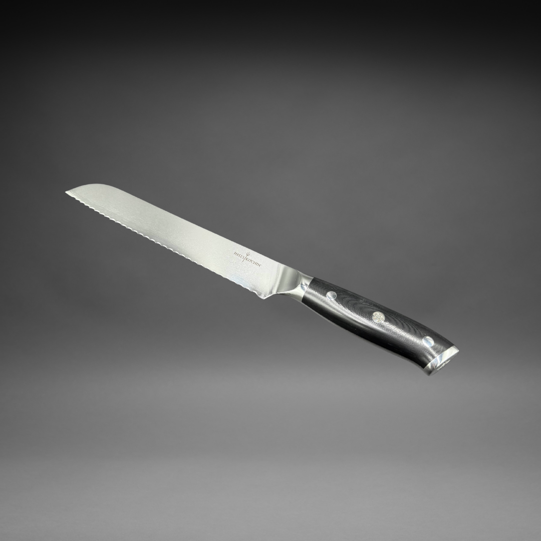 Damascus Steel Serrated Knife, 8"