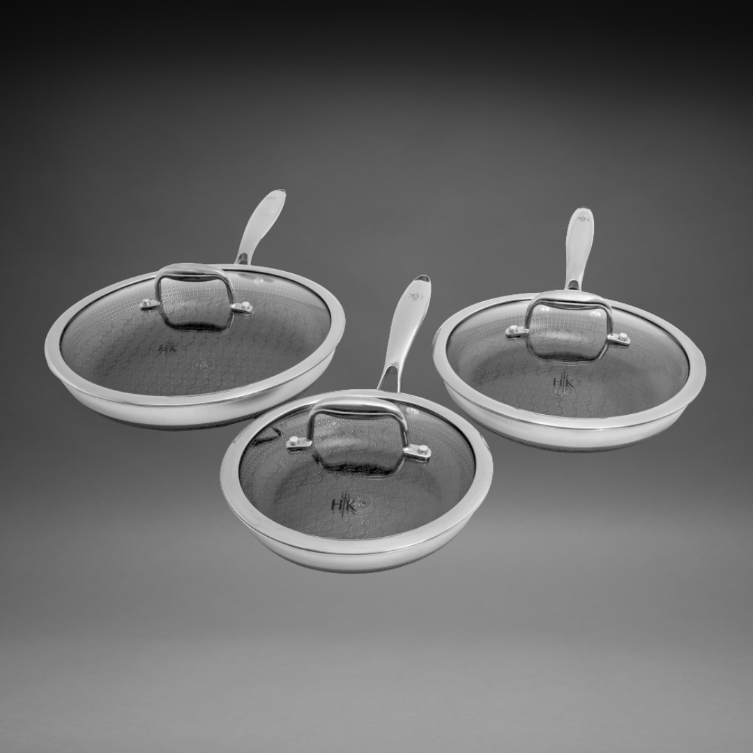 The Sizzle Set: 6 Piece Frying Pans + Lids