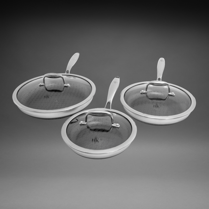 The Sizzle Set: 6 Piece Frying Pans + Lids