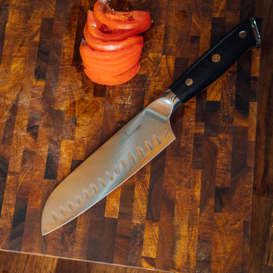 Damascus Steel Santoku Knife, 7"