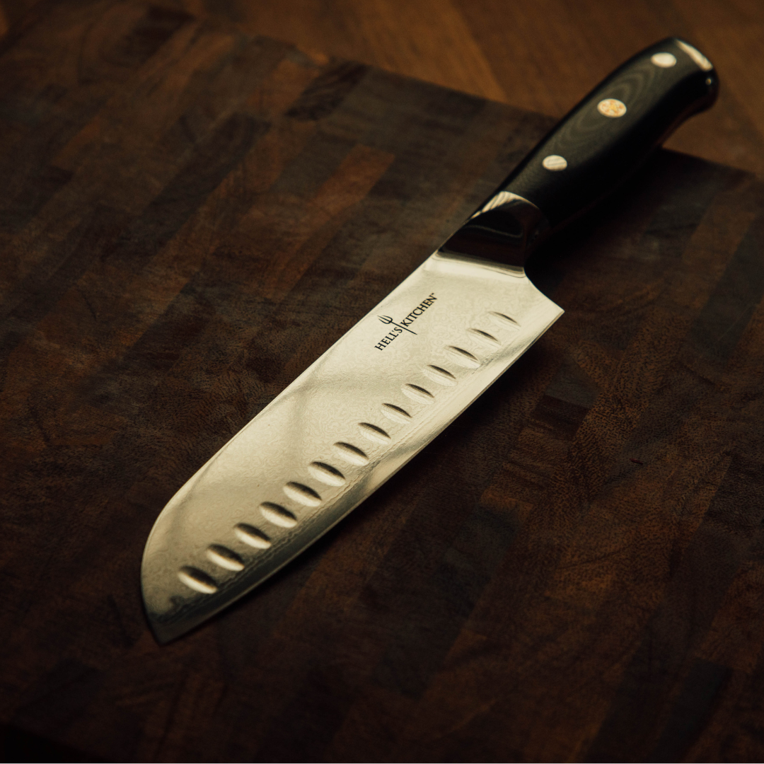 Damascus Steel Santoku Knife, 7"