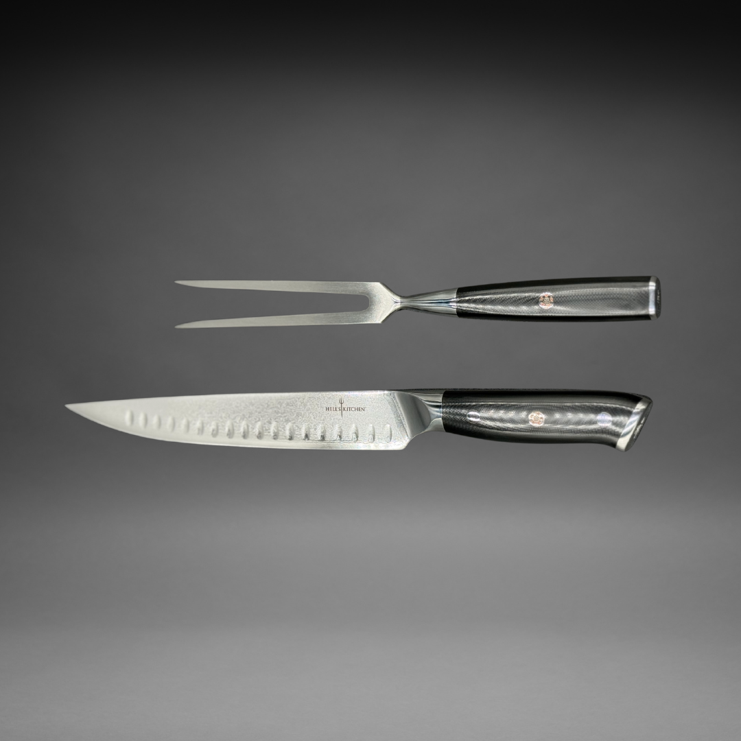 Damascus Steel Carving Set, 2 PC