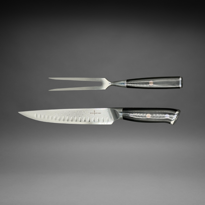 Damascus Steel Carving Set, 2 PC