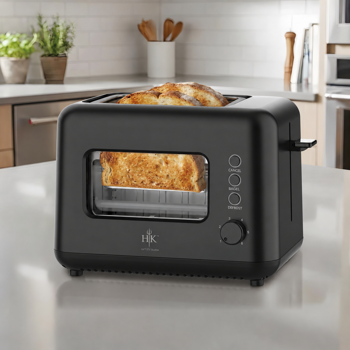 Hell’s Kitchen 2-Slice Glass Toaster - Black