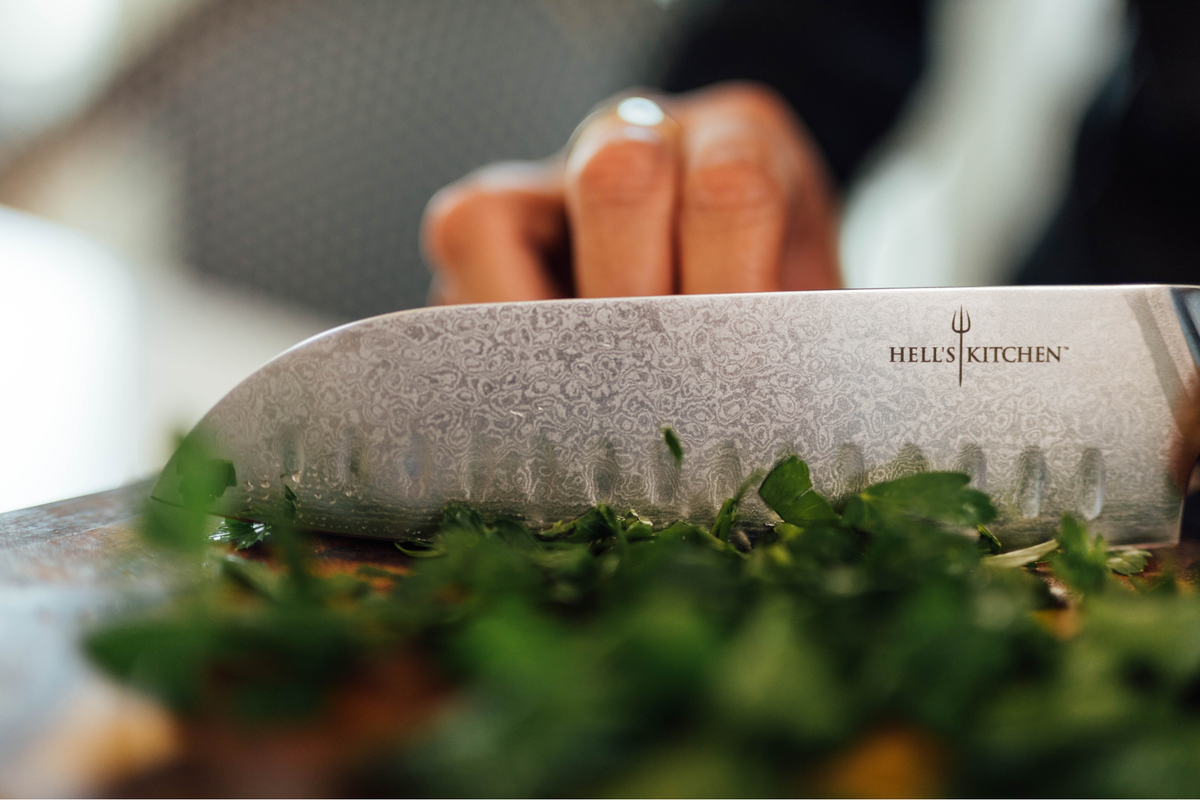 Damascus Steel Santoku Knife, 7"