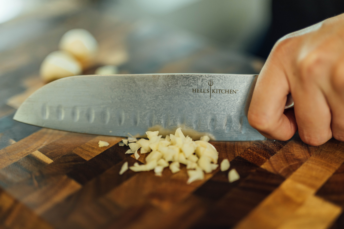 Damascus Steel Santoku Knife, 7"